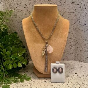 Pink quartz necklace set